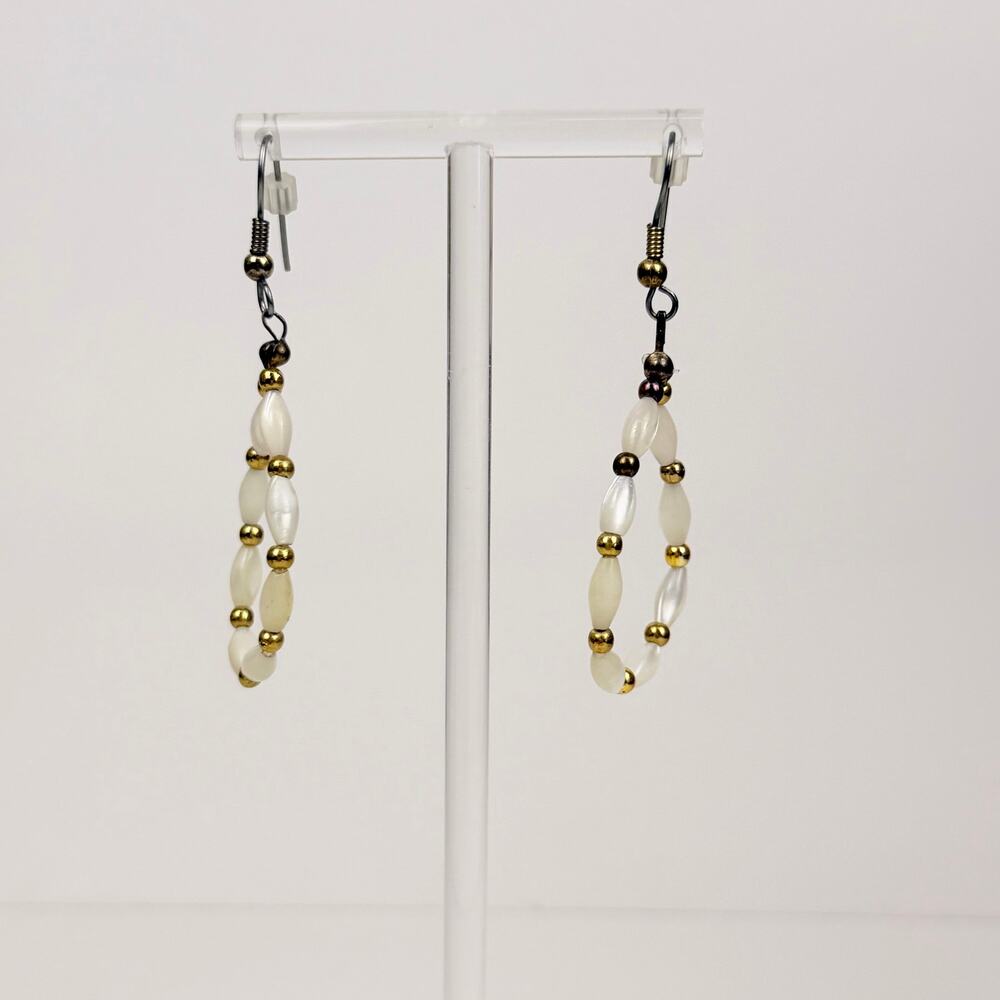 Pearlescent Wire Teardrop Earrings